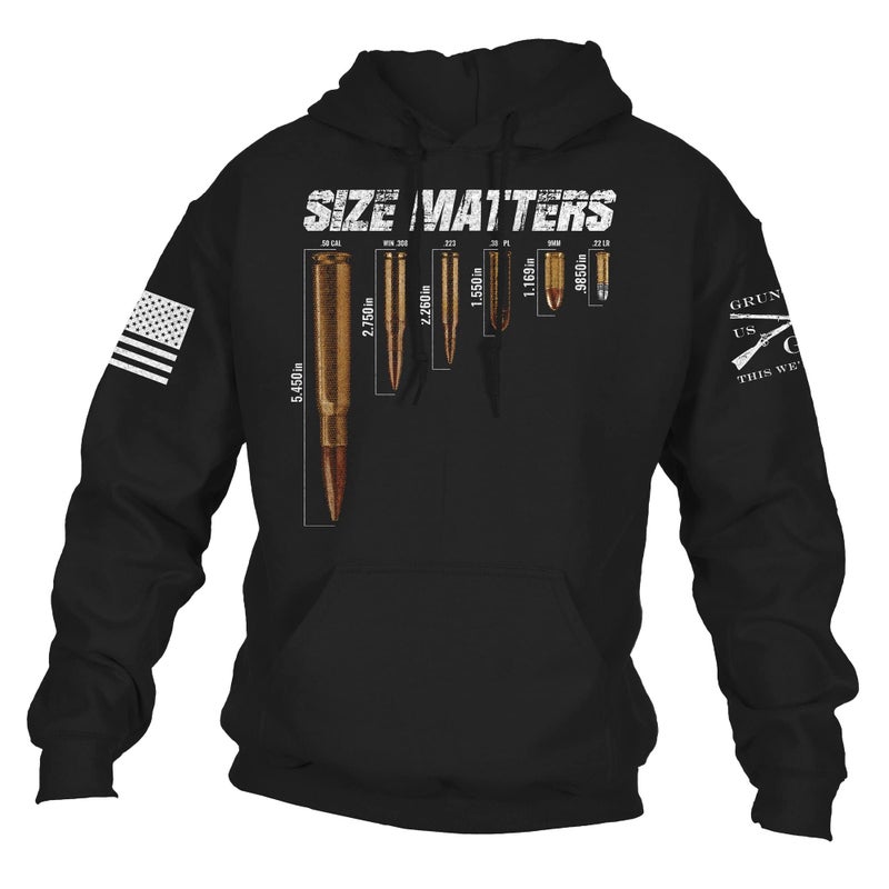 Grunt Style Size Matters - Men's Hoodie (Black, Medium) - Image 1